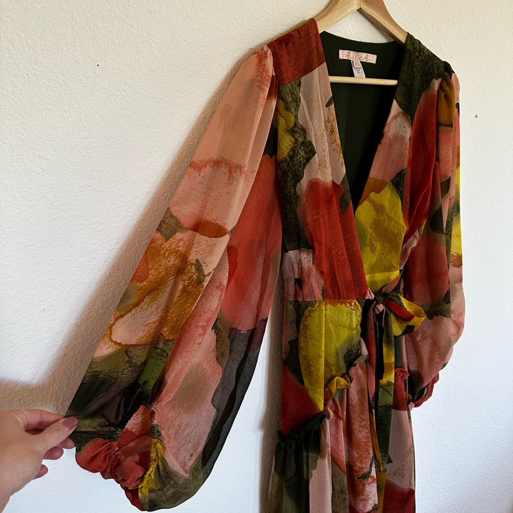 Anthropologie colorful maxi formal wrap dress - Picture 6 of 9